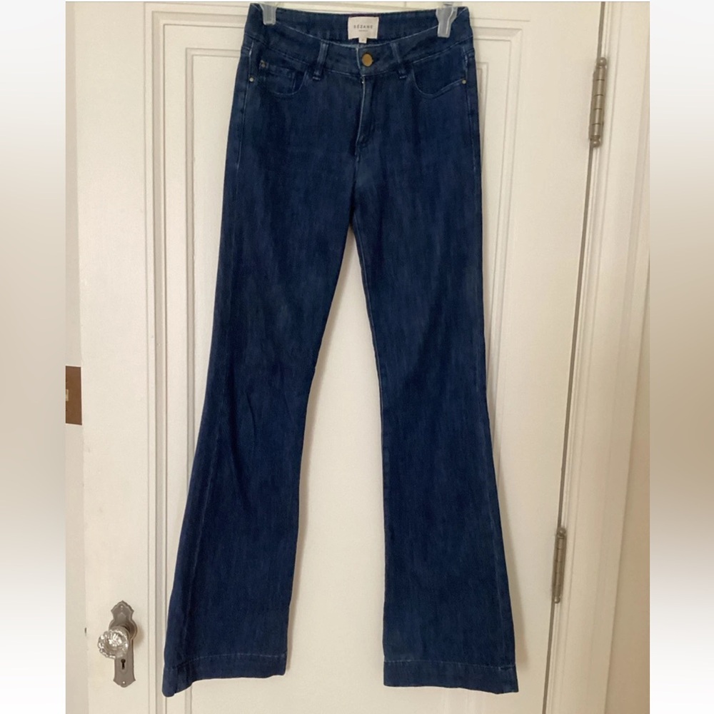 Sezane Paris Le Flare 1973 Denim Jeans Size 27 Dark Wash
